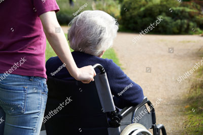 old age female on wheel chair