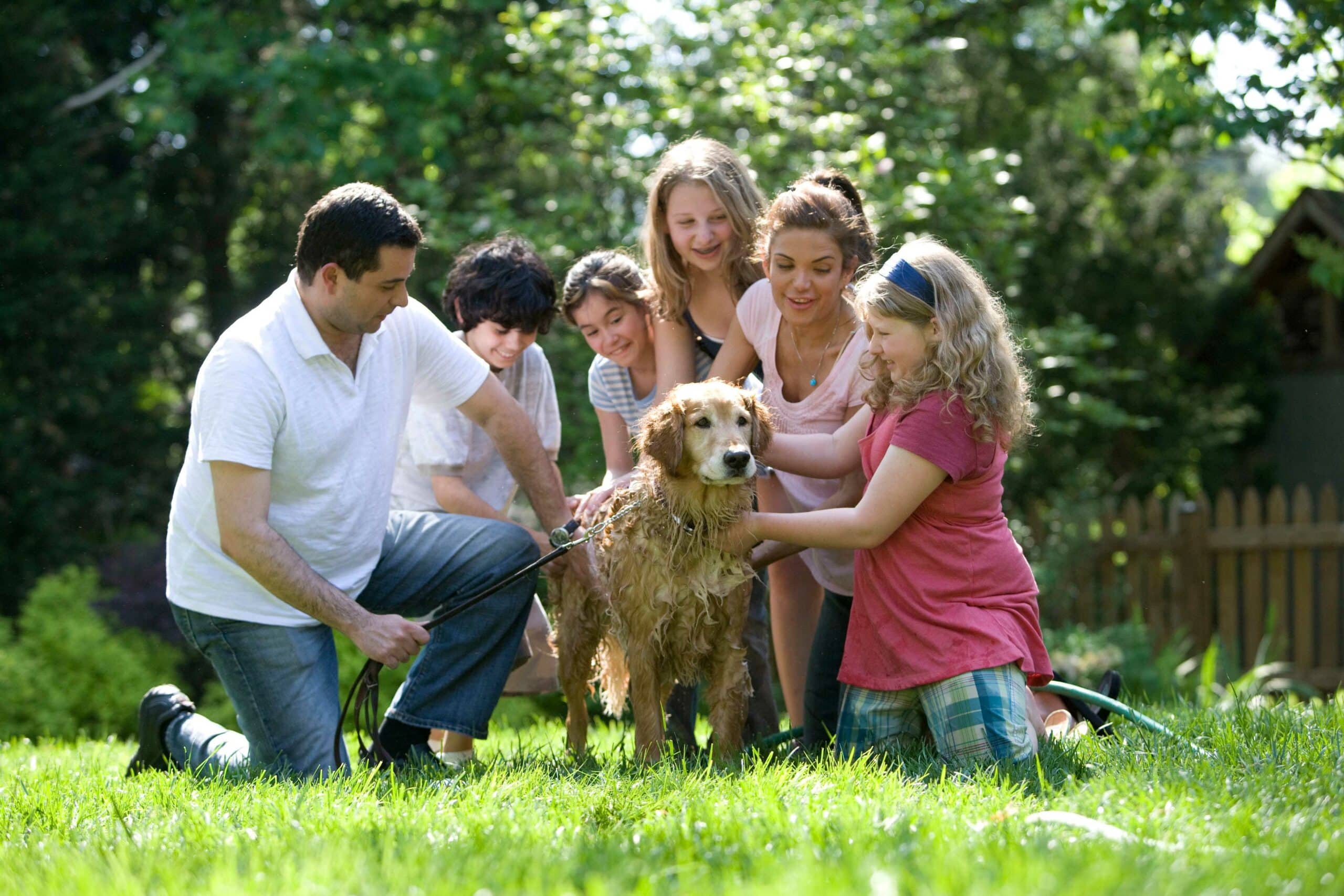 A happy Family with a dog