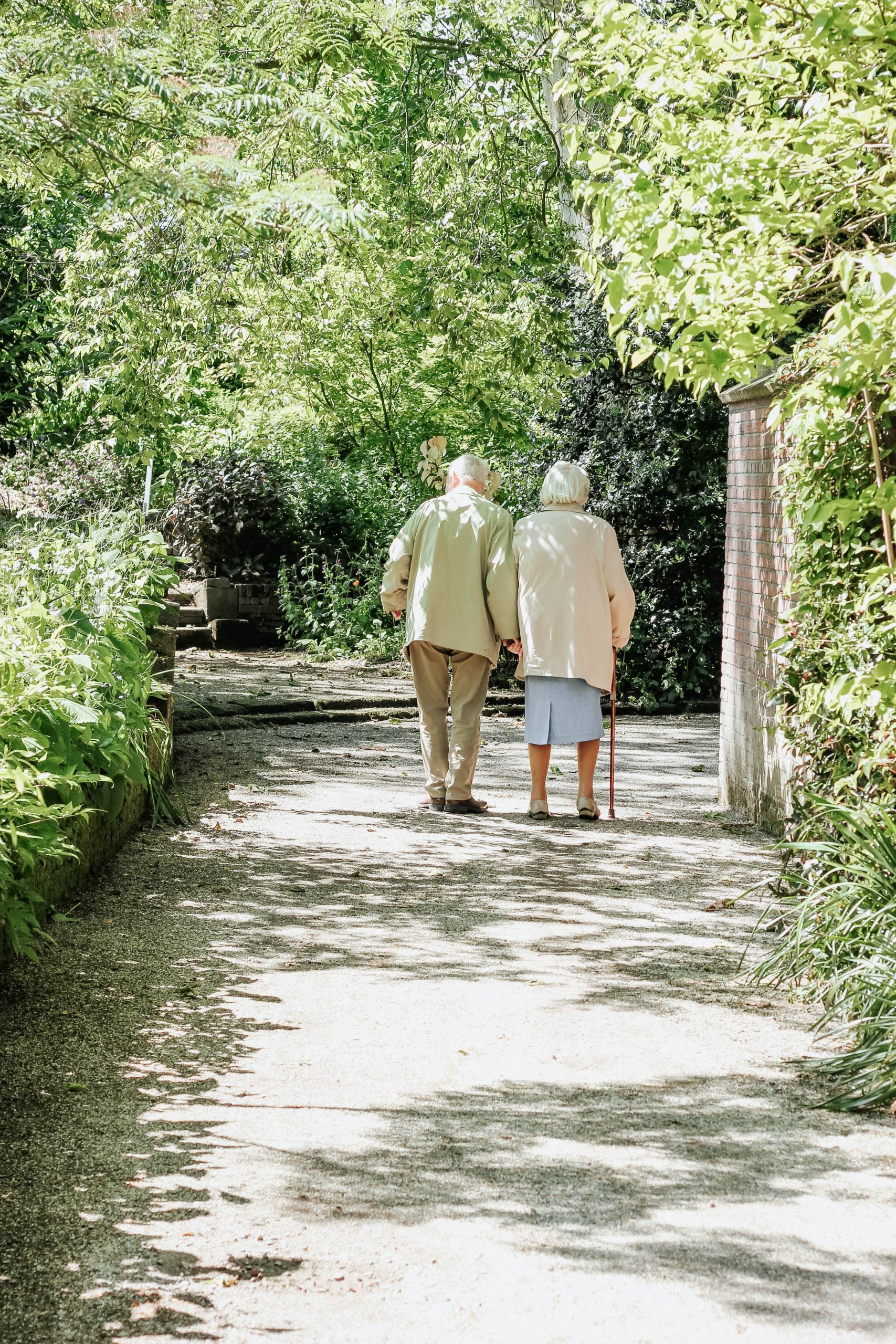 old age couple walking